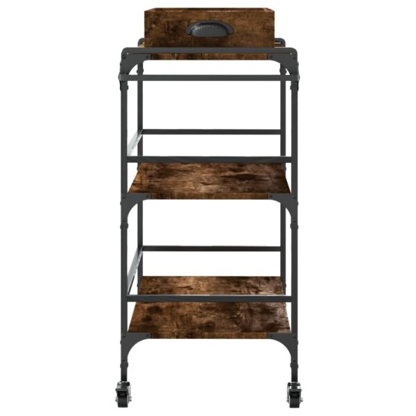 vidaXL Kitchen Trolley Smoked Oak 32.1"x16.1"x36.4" Engineered Wood - Image 8