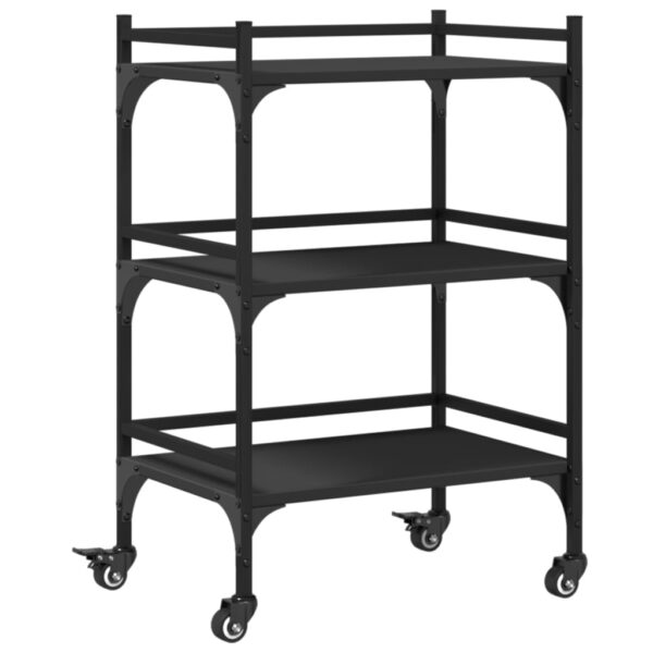 vidaXL Kitchen Trolley Black 19.7"x13.8"x29.7" Engineered Wood - Image 2