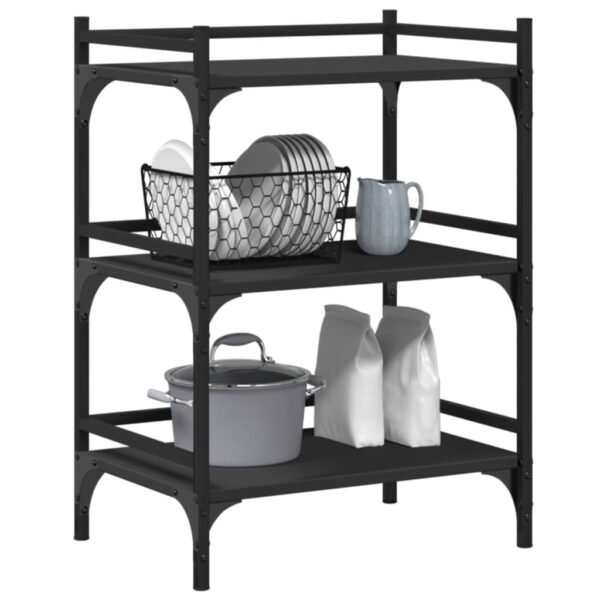 vidaXL Kitchen Trolley Black 19.7"x13.8"x29.7" Engineered Wood - Image 5