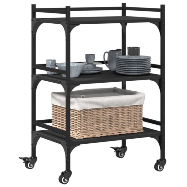 vidaXL Kitchen Trolley Black 19.7"x13.8"x29.7" Engineered Wood - Image 6