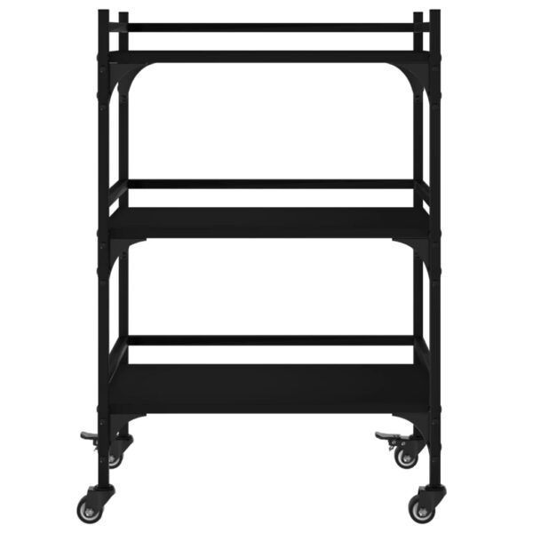 vidaXL Kitchen Trolley Black 19.7"x13.8"x29.7" Engineered Wood - Image 7