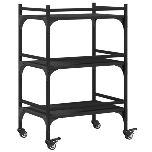 vidaXL Kitchen Trolley Black 19.7"x13.8"x29.7" Engineered Wood - Image 9