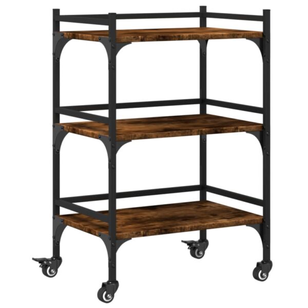 vidaXL Kitchen Trolley Smoked Oak 19.7"x13.8"x29.7" Engineered Wood - Image 2