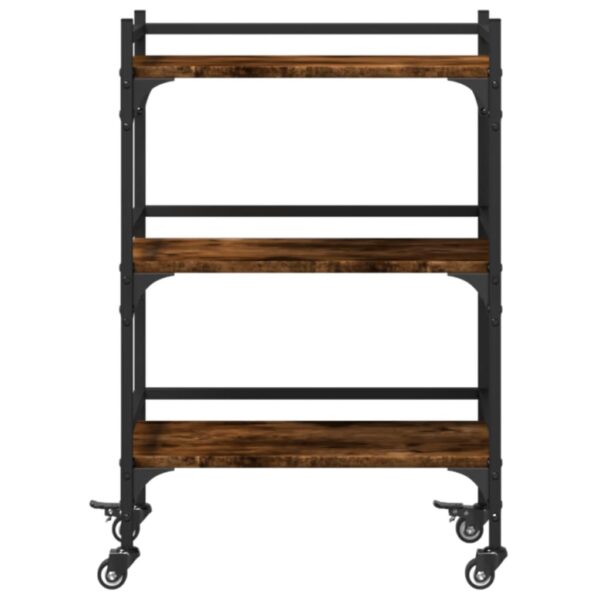 vidaXL Kitchen Trolley Smoked Oak 19.7"x13.8"x29.7" Engineered Wood - Image 7