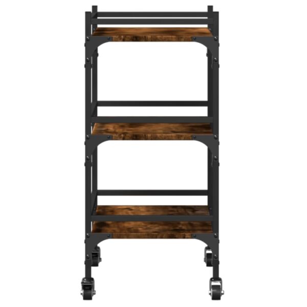 vidaXL Kitchen Trolley Smoked Oak 19.7"x13.8"x29.7" Engineered Wood - Image 8