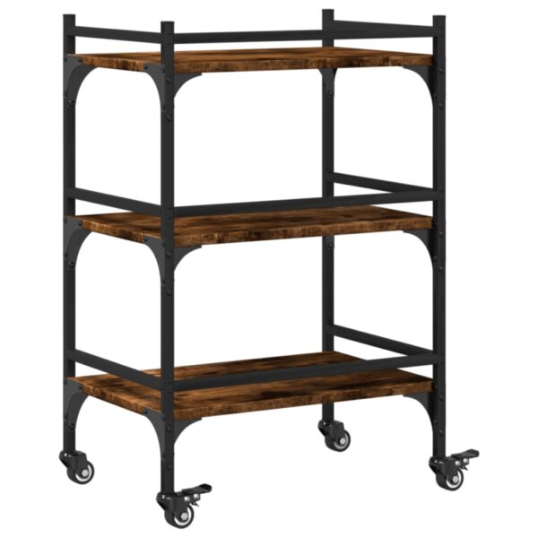 vidaXL Kitchen Trolley Smoked Oak 19.7"x13.8"x29.7" Engineered Wood - Image 9