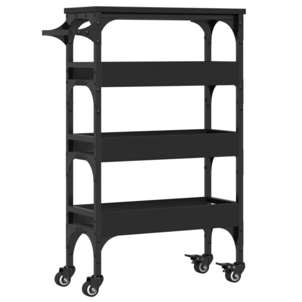 vidaXL Kitchen Trolley Black 20.9"x7.9"x29.9" Engineered Wood - Image 2