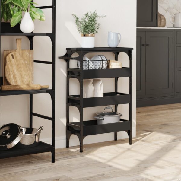 vidaXL Kitchen Trolley Black 20.9"x7.9"x29.9" Engineered Wood - Image 3