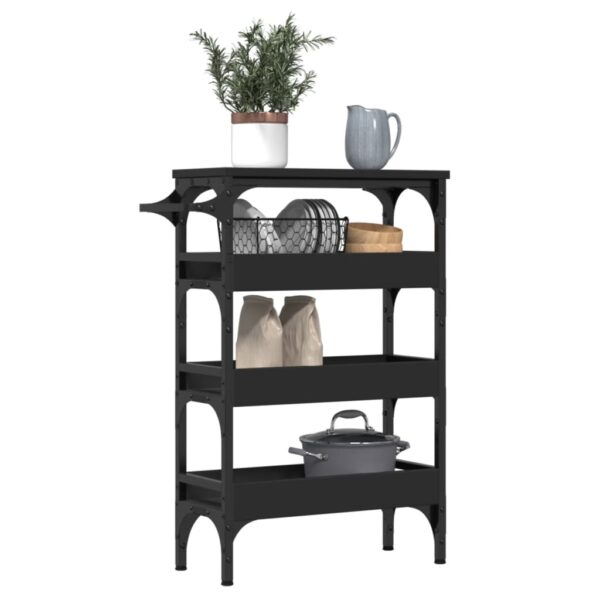 vidaXL Kitchen Trolley Black 20.9"x7.9"x29.9" Engineered Wood - Image 5