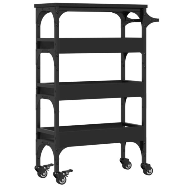 vidaXL Kitchen Trolley Black 20.9"x7.9"x29.9" Engineered Wood - Image 9