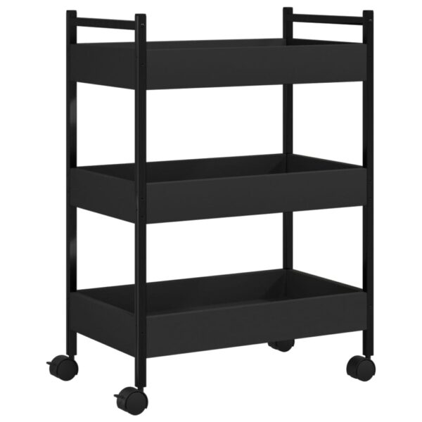 vidaXL Kitchen Trolley Black 19.7"x11.8"x27.6" Engineered Wood - Image 2