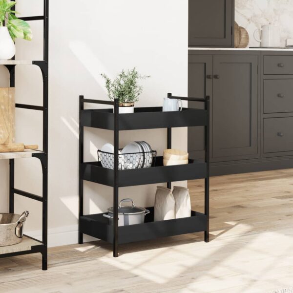 vidaXL Kitchen Trolley Black 19.7"x11.8"x27.6" Engineered Wood - Image 3