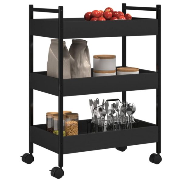 vidaXL Kitchen Trolley Black 19.7"x11.8"x27.6" Engineered Wood - Image 6