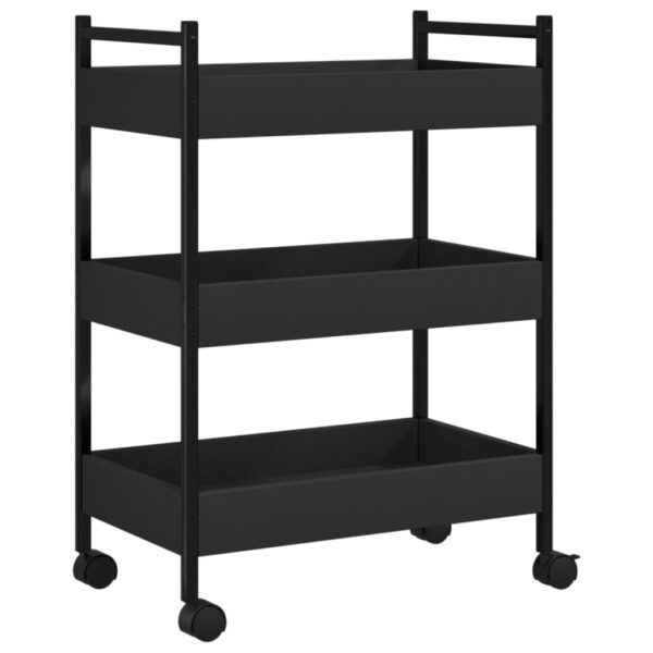 vidaXL Kitchen Trolley Black 19.7"x11.8"x27.6" Engineered Wood - Image 9