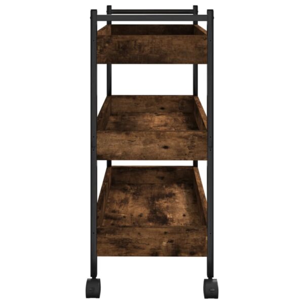 vidaXL Kitchen Trolley Smoked Oak 19.7"x11.8"x27.6" Engineered Wood - Image 8