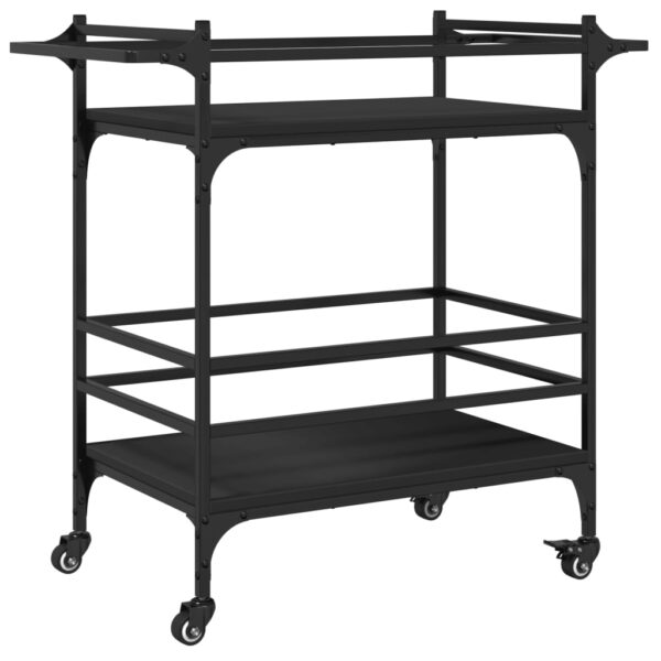 vidaXL Kitchen Trolley Black 32.3"x15.7"x30.9" Engineered Wood - Image 2