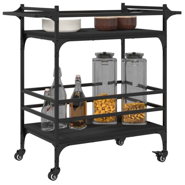 vidaXL Kitchen Trolley Black 32.3"x15.7"x30.9" Engineered Wood - Image 5