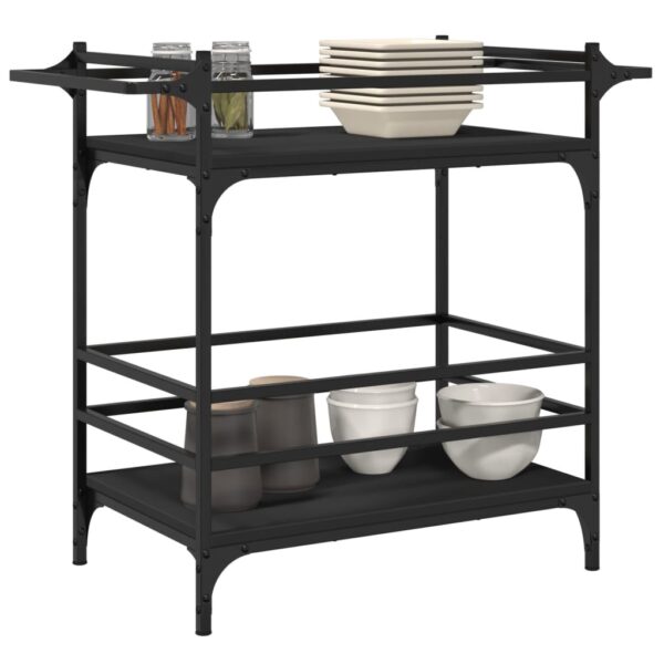 vidaXL Kitchen Trolley Black 32.3"x15.7"x30.9" Engineered Wood - Image 6