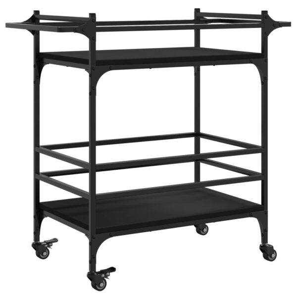 vidaXL Kitchen Trolley Black 32.3"x15.7"x30.9" Engineered Wood - Image 9