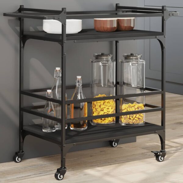 vidaXL Kitchen Trolley Black 32.3"x15.7"x30.9" Engineered Wood