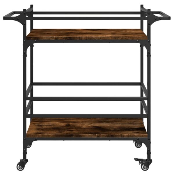 vidaXL Kitchen Trolley Smoked Oak 32.3"x15.7"x30.9" Engineered Wood - Image 7