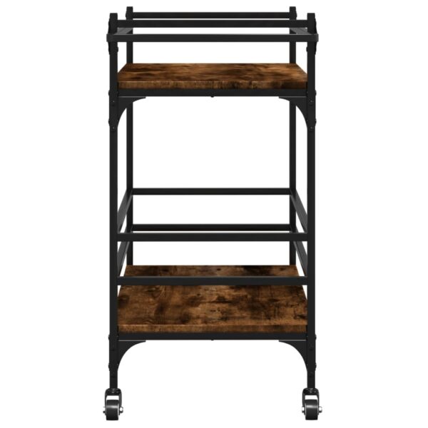 vidaXL Kitchen Trolley Smoked Oak 32.3"x15.7"x30.9" Engineered Wood - Image 8