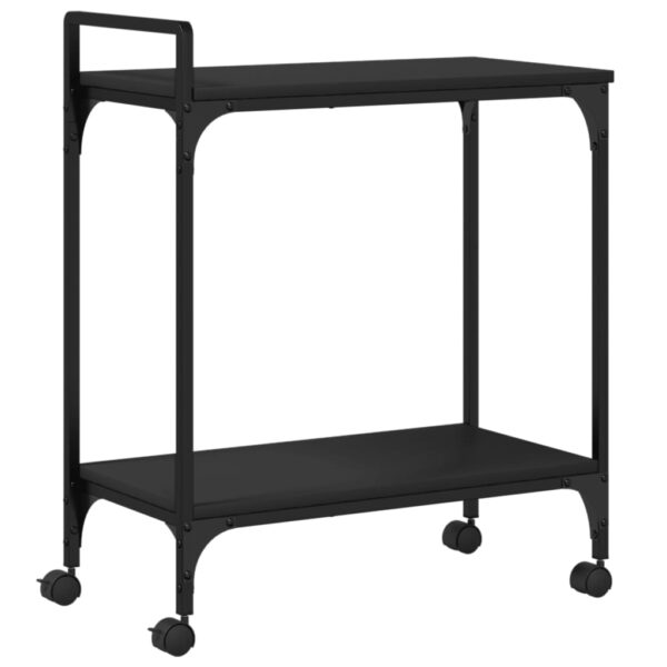 vidaXL Kitchen Trolley Black 23.8"x12.2"x28.5" Engineered Wood - Image 2