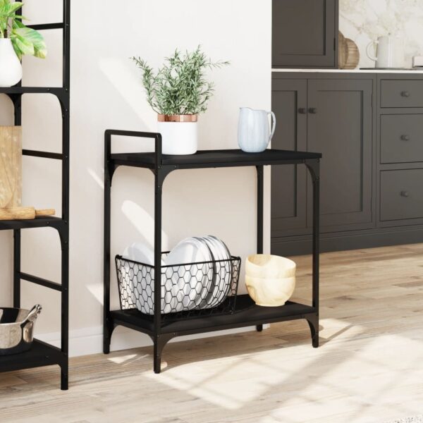 vidaXL Kitchen Trolley Black 23.8"x12.2"x28.5" Engineered Wood - Image 4