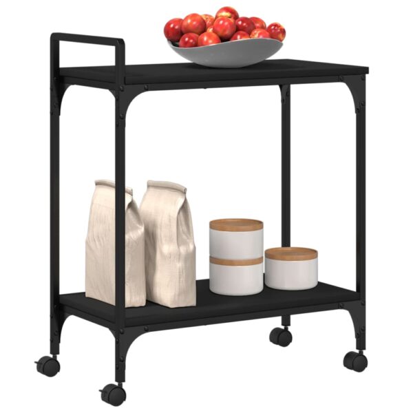 vidaXL Kitchen Trolley Black 23.8"x12.2"x28.5" Engineered Wood - Image 5