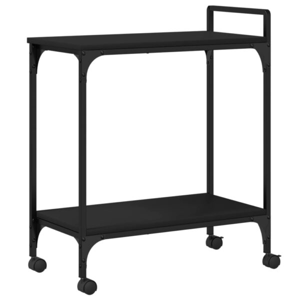 vidaXL Kitchen Trolley Black 23.8"x12.2"x28.5" Engineered Wood - Image 9