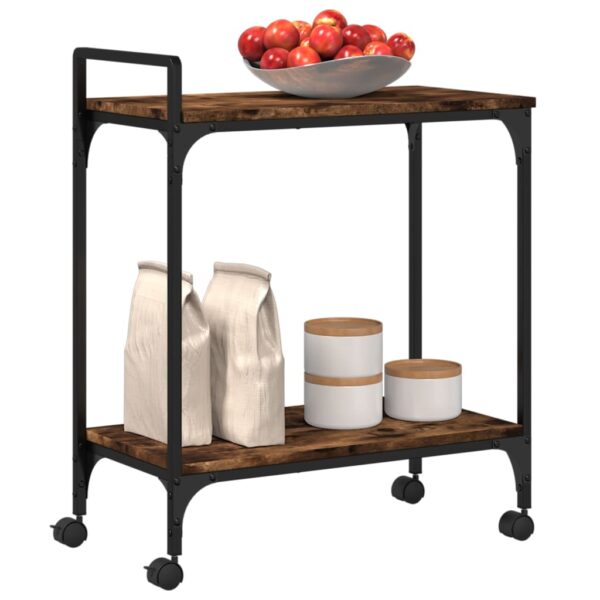 vidaXL Kitchen Trolley Smoked Oak 23.8"x12.2"x28.5" Engineered Wood - Image 5