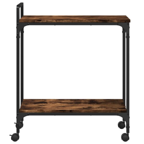 vidaXL Kitchen Trolley Smoked Oak 23.8"x12.2"x28.5" Engineered Wood - Image 7