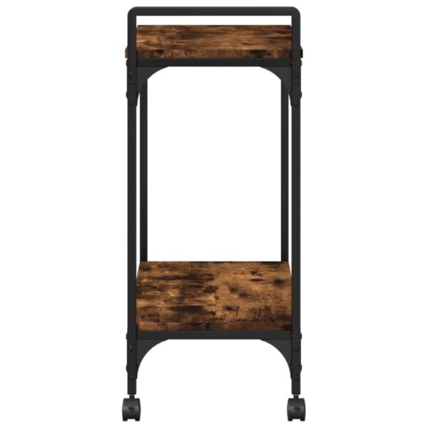 vidaXL Kitchen Trolley Smoked Oak 23.8"x12.2"x28.5" Engineered Wood - Image 8