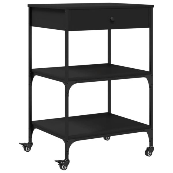 vidaXL Kitchen Trolley Black 23.6"x18.9"x35.2" Engineered Wood - Image 2