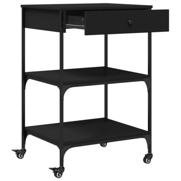 vidaXL Kitchen Trolley Black 23.6"x18.9"x35.2" Engineered Wood - Image 7