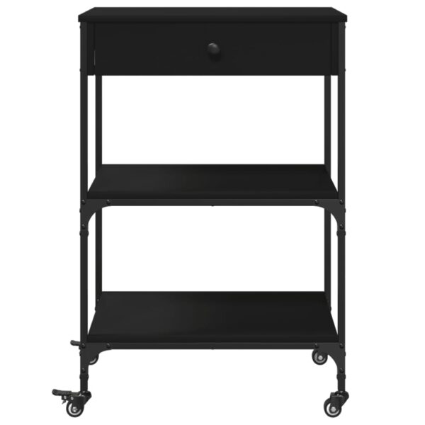 vidaXL Kitchen Trolley Black 23.6"x18.9"x35.2" Engineered Wood - Image 8