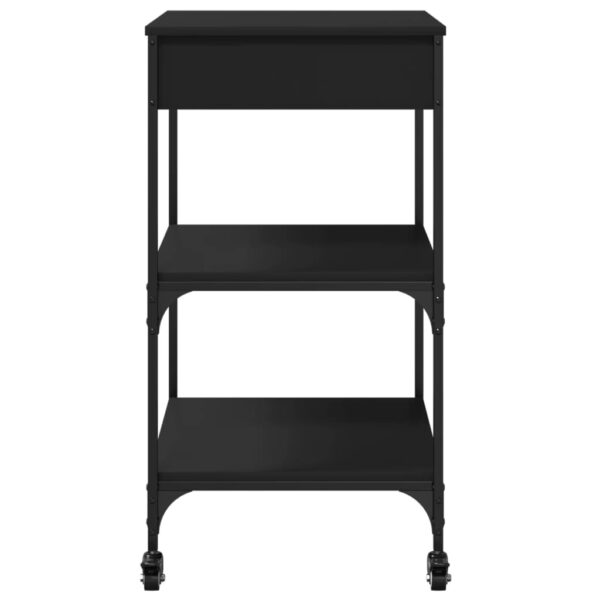 vidaXL Kitchen Trolley Black 23.6"x18.9"x35.2" Engineered Wood - Image 9