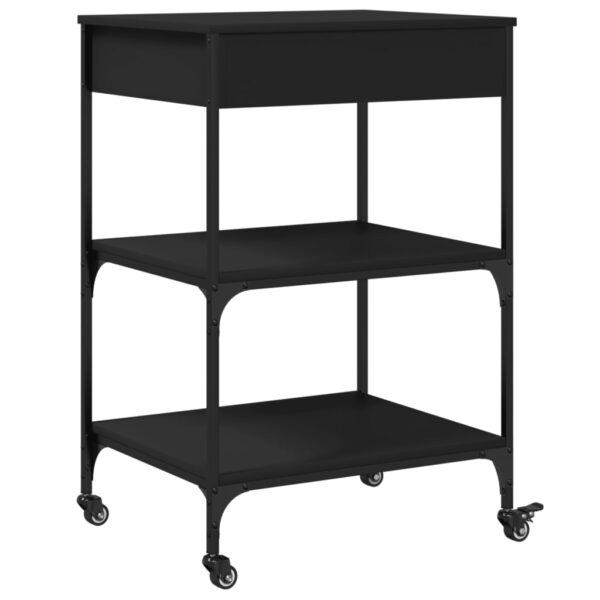 vidaXL Kitchen Trolley Black 23.6"x18.9"x35.2" Engineered Wood - Image 10