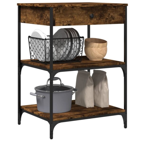 vidaXL Kitchen Trolley Smoked Oak 23.6"x18.9"x35.2" Engineered Wood - Image 5