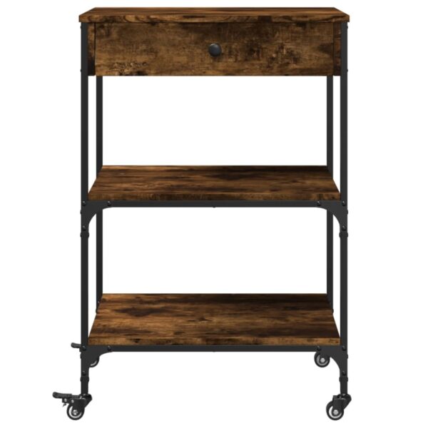 vidaXL Kitchen Trolley Smoked Oak 23.6"x18.9"x35.2" Engineered Wood - Image 8