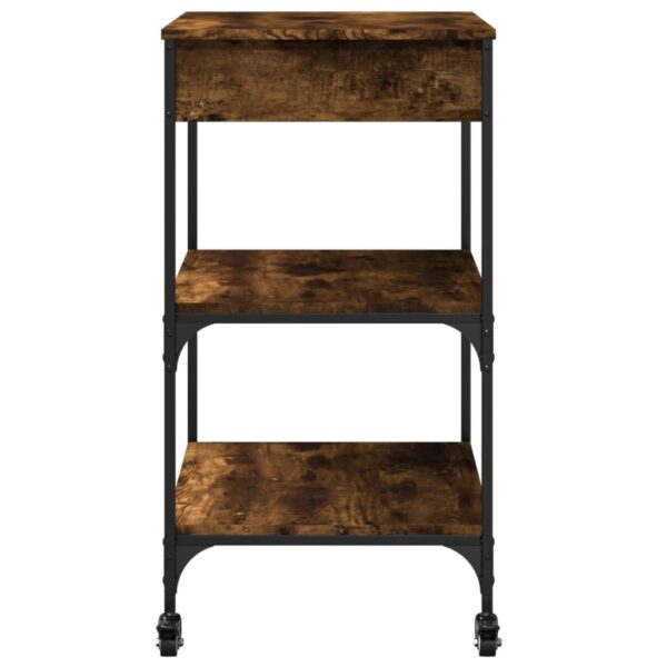 vidaXL Kitchen Trolley Smoked Oak 23.6"x18.9"x35.2" Engineered Wood - Image 9