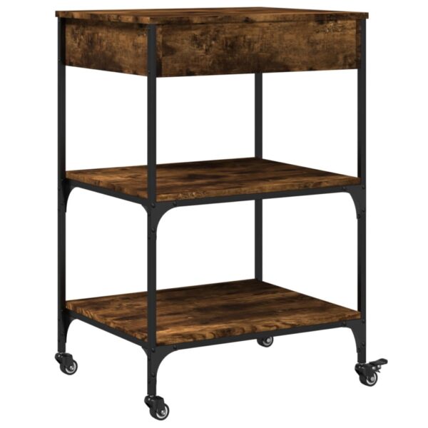 vidaXL Kitchen Trolley Smoked Oak 23.6"x18.9"x35.2" Engineered Wood - Image 10