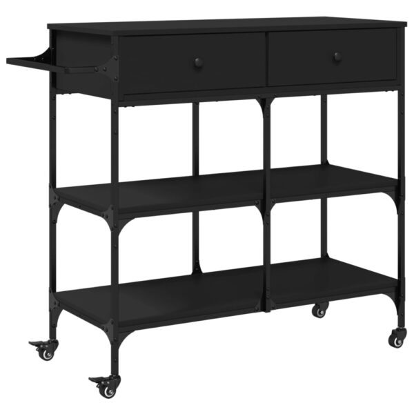 vidaXL Kitchen Trolley Black 41.3"x16.5"x37.4" Engineered Wood - Image 2