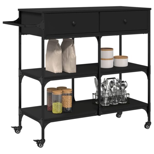 vidaXL Kitchen Trolley Black 41.3"x16.5"x37.4" Engineered Wood - Image 6