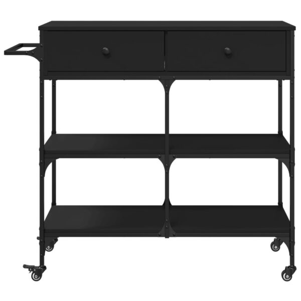 vidaXL Kitchen Trolley Black 41.3"x16.5"x37.4" Engineered Wood - Image 7