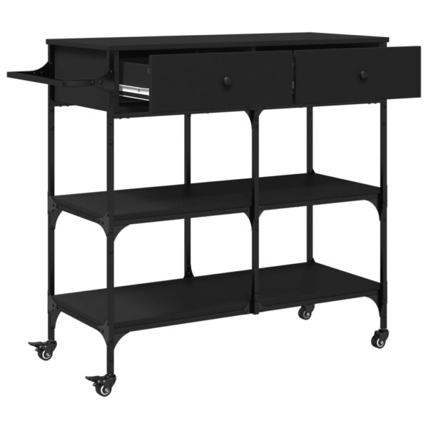 vidaXL Kitchen Trolley Black 41.3"x16.5"x37.4" Engineered Wood - Image 8