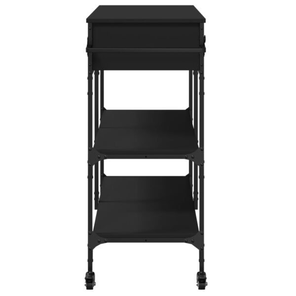 vidaXL Kitchen Trolley Black 41.3"x16.5"x37.4" Engineered Wood - Image 9