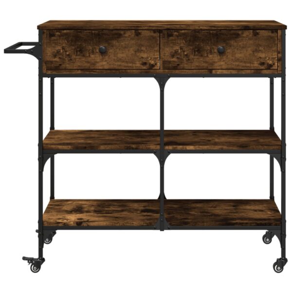 vidaXL Kitchen Trolley Smoked Oak 41.3"x16.5"x37.4" Engineered Wood - Image 7