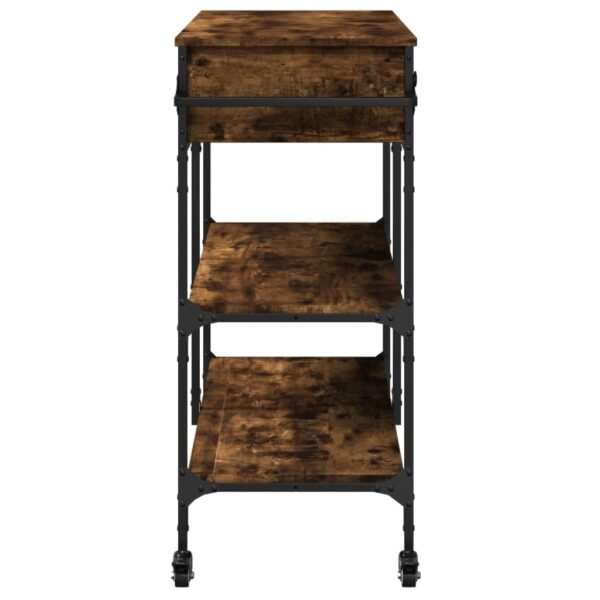 vidaXL Kitchen Trolley Smoked Oak 41.3"x16.5"x37.4" Engineered Wood - Image 9