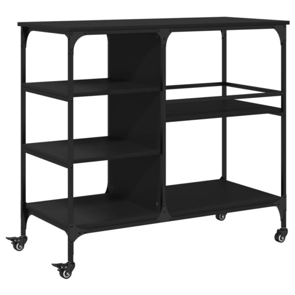 vidaXL Kitchen Trolley Black 39.4"x17.7"x35.2" Engineered Wood - Image 2